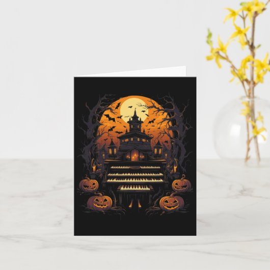 Halloween orgelspeler kostuummuziek kaart (Gele Bloem)