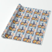 Halloween Oriental Blue Cat met pompoenen eng Cadeaupapier (Uitgerold)