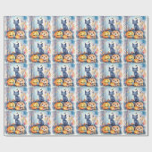Halloween Oriental Blue Cat met pompoenen eng Cadeaupapier (Vlak)