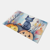 Halloween Oriental Blue Cat met pompoenen eng Deurmat (Schuin)
