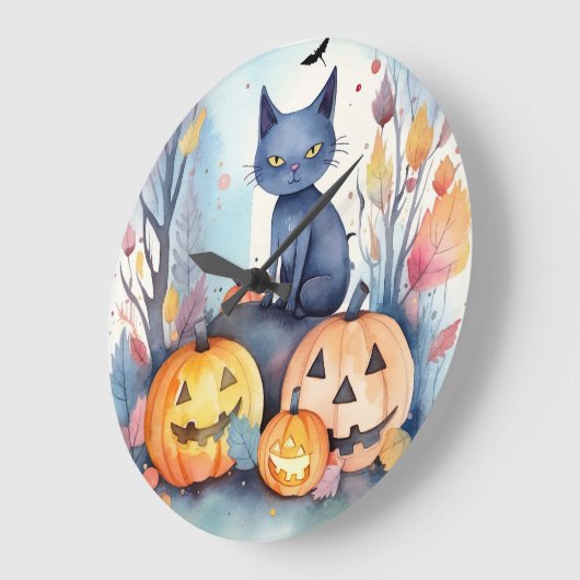 Halloween Oriental Blue Cat met pompoenen eng Grote Klok (Hoek)