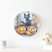 Halloween Oriental Blue Cat met pompoenen eng Grote Klok (Huis)