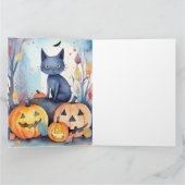 Halloween Oriental Blue Cat met pompoenen eng Kaart (Binnen)