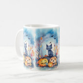 Halloween Oriental Blue Cat met pompoenen eng Koffiemok (Voorkant links)