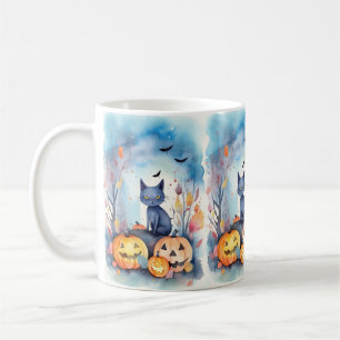 Halloween Oriental Blue Cat met pompoenen eng Koffiemok