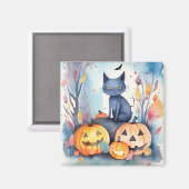 Halloween Oriental Blue Cat met pompoenen eng Magneet (Voorkant / Achterkant)