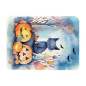 Halloween Oriental Blue Cat met pompoenen eng Magneet (Horizontaal)