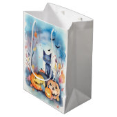 Halloween Oriental Blue Cat met pompoenen eng Medium Cadeauzakje (Voorkant Gekanteld)