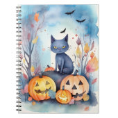 Halloween Oriental Blue Cat met pompoenen eng Notitieboek (Voorkant)