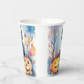 Halloween Oriental Blue Cat met pompoenen eng Papieren Bekers (Links)