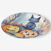 Halloween Oriental Blue Cat met pompoenen eng Papieren Bordje (Gekanteld)