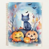 Halloween Oriental Blue Cat met pompoenen eng Planner (Voorkant)