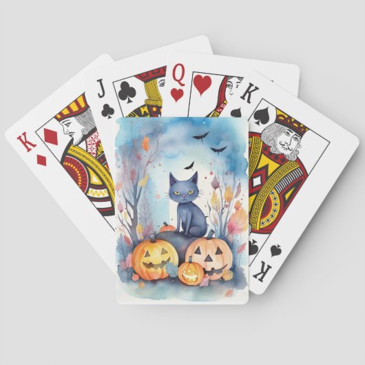 Halloween Oriental Blue Cat met pompoenen eng Pokerkaarten (Achterkant)