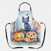 Halloween Oriental Blue Cat met pompoenen eng Schort (Voorkant)