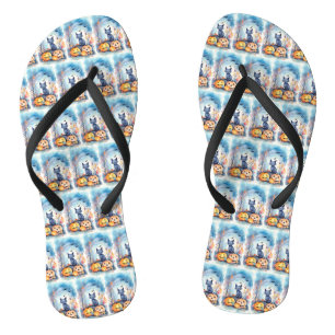Halloween Oriental Blue Cat met pompoenen eng Teenslippers