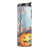 Halloween Oriental Blue Cat met pompoenen eng Thermosbeker (Gedraaid links)