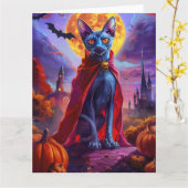 Halloween Oriental Blue Cat Vampire Pumpkins eng Kaart (Gele Bloem)
