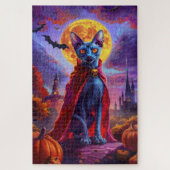 Halloween Oriental Blue Cat Vampire Pumpkins eng Legpuzzel (Verticaal)