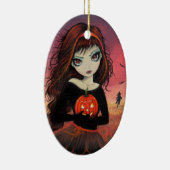 Halloween Ornament Groot Oog Meisje met Pompoen (Rechts)