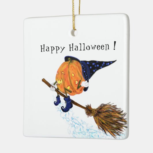 Halloween Ornament heks Pumpkin Flying Broom Fun (Links)