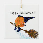 Halloween Ornament heks Pumpkin Flying Broom Fun (Achterkant)
