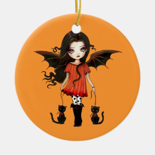 Halloween Ornament Kleine Vampire met Katten (Voorkant)