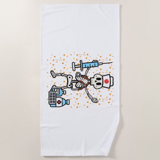 Halloween Orthopedisch Verpleegkundige Skelet Scru Strandlaken (Voorkant)