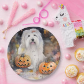 Halloween Oud-Engelse Herdershond Met Pompoenen En Papieren Bordje (Feest)