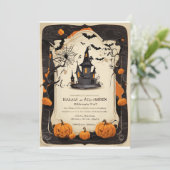 Halloween Oud-Modern Invitation Kaart (Staand voorkant)