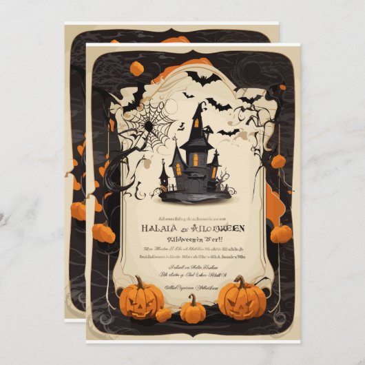 Halloween Oud-Modern Invitation Kaart (Voorkant / Achterkant)