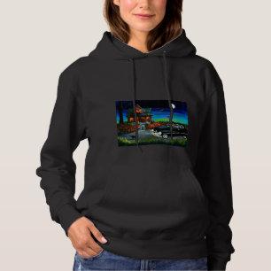 Halloween Oude Auto Spookhuis Katten Herfst Maan Hoodie