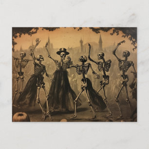Halloween Oude Dansende Skeletten Briefkaart