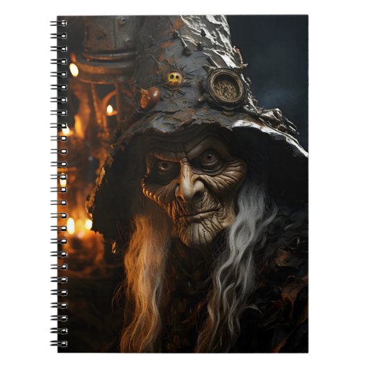 Halloween Oude Heks Geweldige Illustratie Notitieboek (Voorkant)