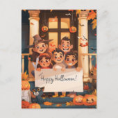 Halloween Ouders met drie Kinderen Briefkaart (Voorkant)