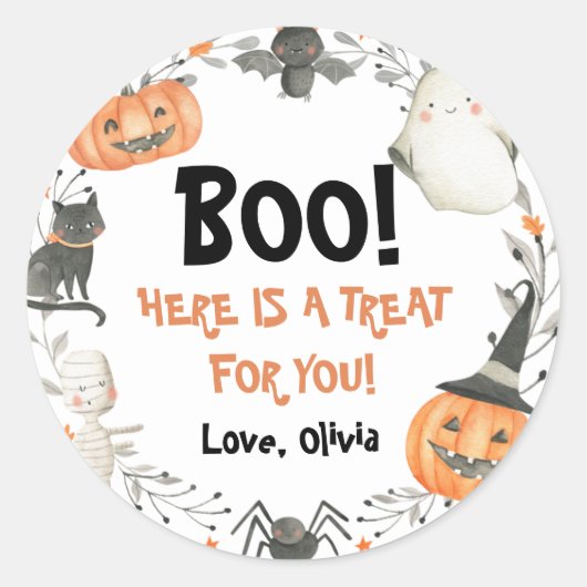 Halloween Our Little Boo Birthday Party Sticker (Voorkant)