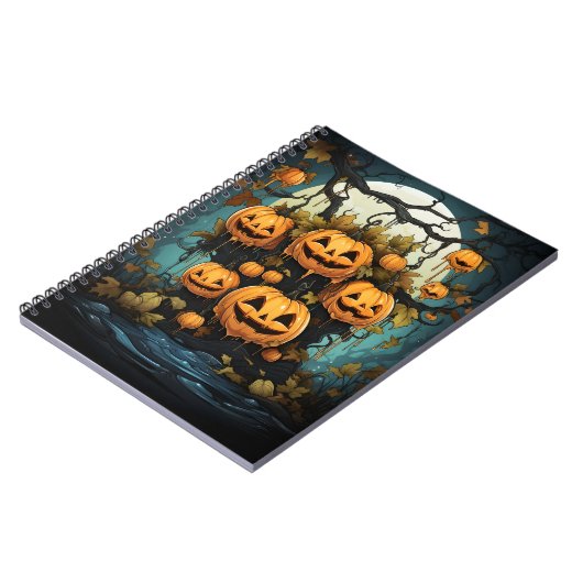 Halloween Outdoor Hangende Pompoenen Op De Boom Notitieboek (Linkerzijde)