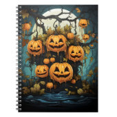 Halloween Outdoor Hangende Pompoenen Op De Boom Notitieboek (Voorkant)