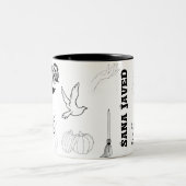 Halloween outline naam Spooky Tweekleurige Koffiemok (Center)