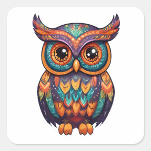 Halloween Owl Alebrije Vierkante Sticker