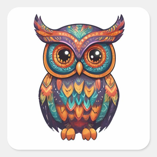 Halloween Owl Alebrije Vierkante Sticker (Voorkant)