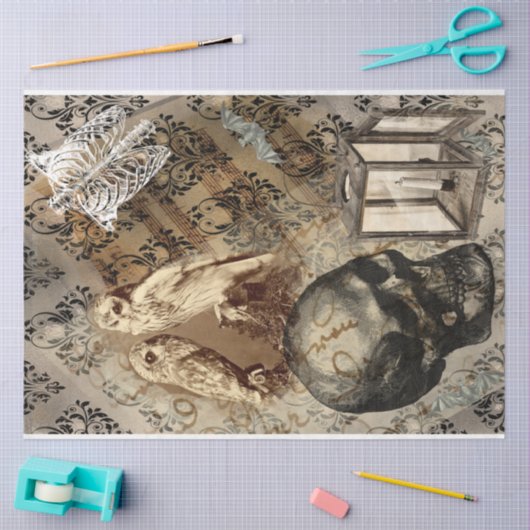 Halloween Owl and Skull  Pattern Tissuepapier (Craft)