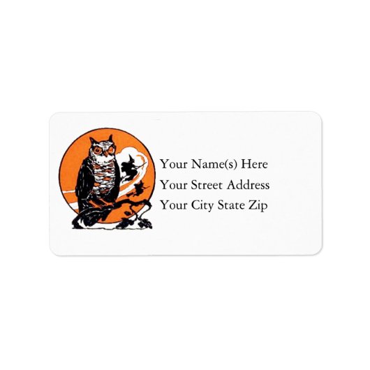 Halloween Owl and Witches Address Label (Voorkant)