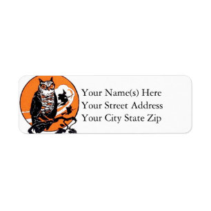 Halloween Owl and Witches Halloween Etiket