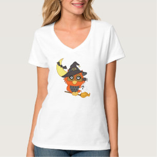 Halloween Owl cartoon womens t-shirt