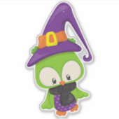 Halloween Owl, Cute Owl, Green Owl, heks Pet Sticker (Voorkant)