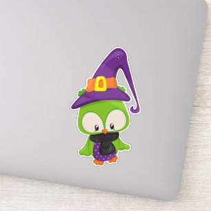 Halloween Owl, Cute Owl, Green Owl, heks Pet Sticker