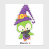 Halloween Owl, Cute Owl, Green Owl, heks Pet Sticker (Vel)