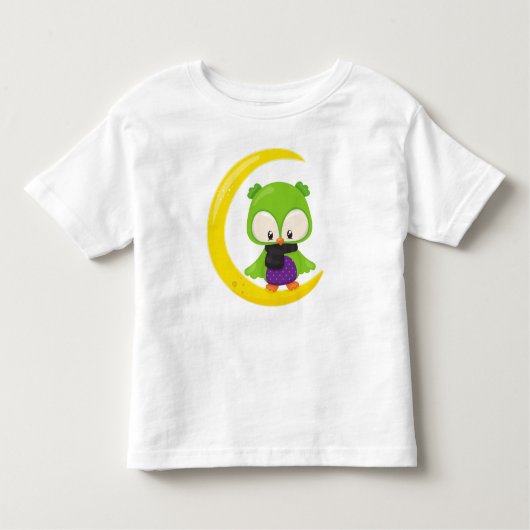 Halloween Owl, Cute Owl, Green Owl, Moon, Scarf Kinder Shirts (Voorkant)