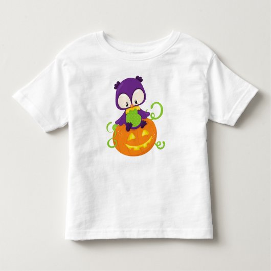 Halloween Owl, Cute Owl, Paarse Owl, Pumpkin Kinder Shirts (Voorkant)