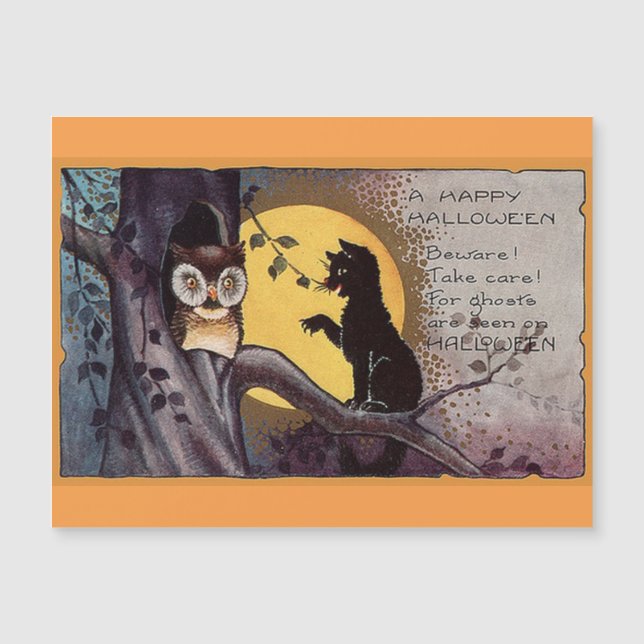 Halloween Owl en Cat Magnet (Voorkant)